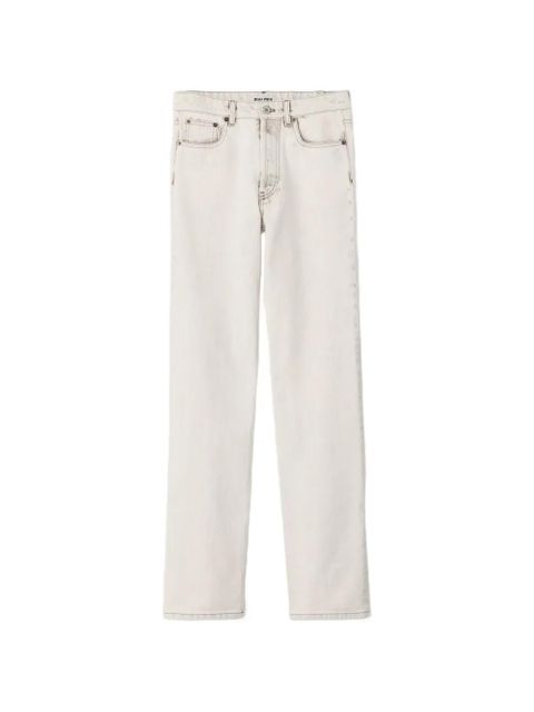 Miu Miu bleached embroidered-logo jeans - White - zdjęcie produktu nr 1