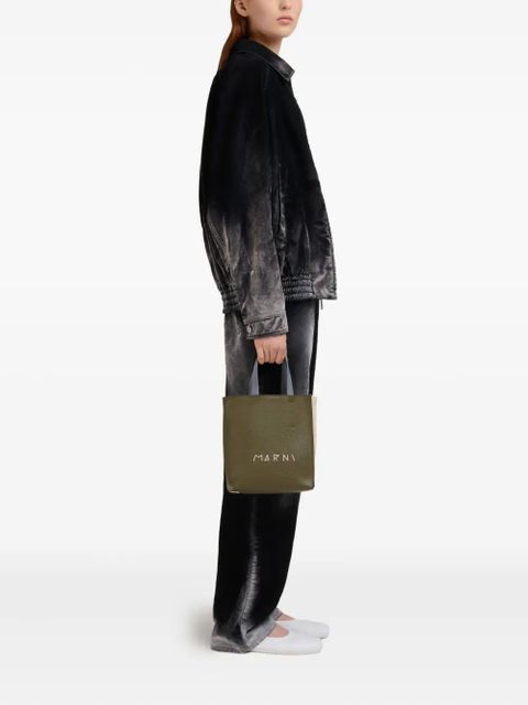 Marni logo-printed leather tote bag - Green - zdjęcie produktu nr 2