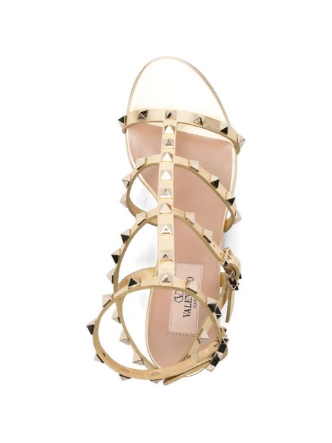 Valentino Garavani Rockstud metallic heeled sandals - Gold
