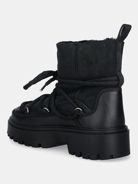 Tommy Hilfiger śniegowce REAL SHEARLING LACEUP damskie kolor czarny FW0FW08996