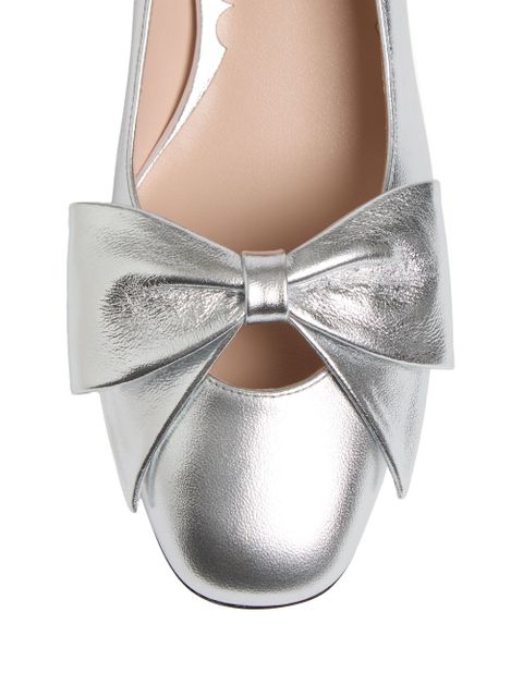 Valentino Garavani 45mm Bowow leather pumps - Silver