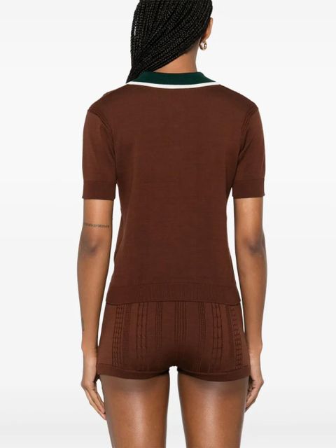 Casablanca cable-knit polo top - Brown