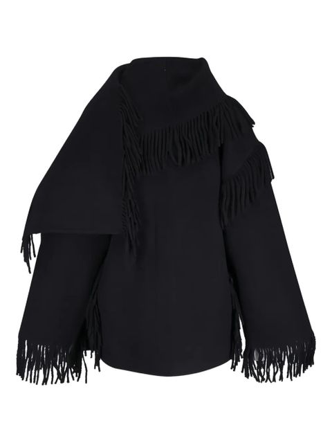 TOTEME fringed-scarf buttoned oversized jacket - Black
