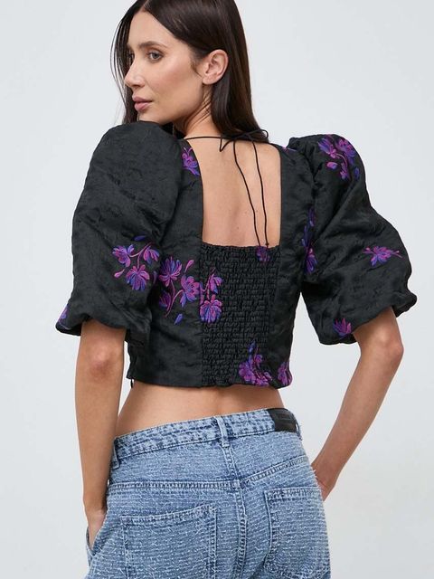 Custommade bluzka Saia damska kolor czarny wzorzysta 999442258