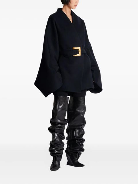 Balmain belted wrap coat - Black