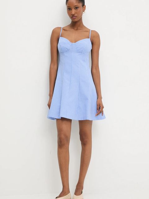 Answear.LAB sukienka bawełniana kolor niebieski mini rozkloszowana