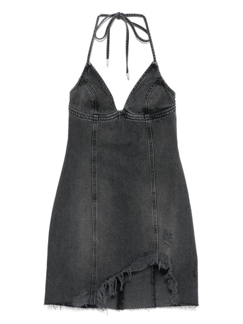Blumarine halter-neck frayed denim dress - Grey - zdjęcie produktu nr 1