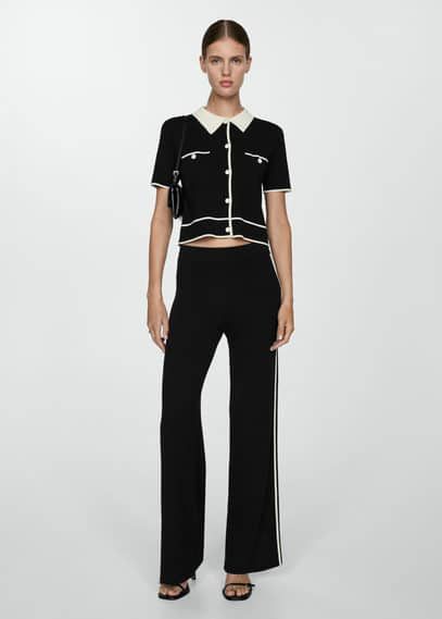 Spodnie z dzianiny z kontrastowymi lampasami