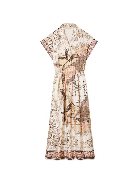 Tory Burch waisted silk shirtdress - Neutrals - zdjęcie produktu nr 1