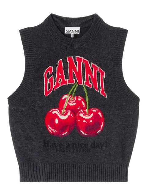 GANNI cherry-detail vest - Grey - zdjęcie produktu nr 1