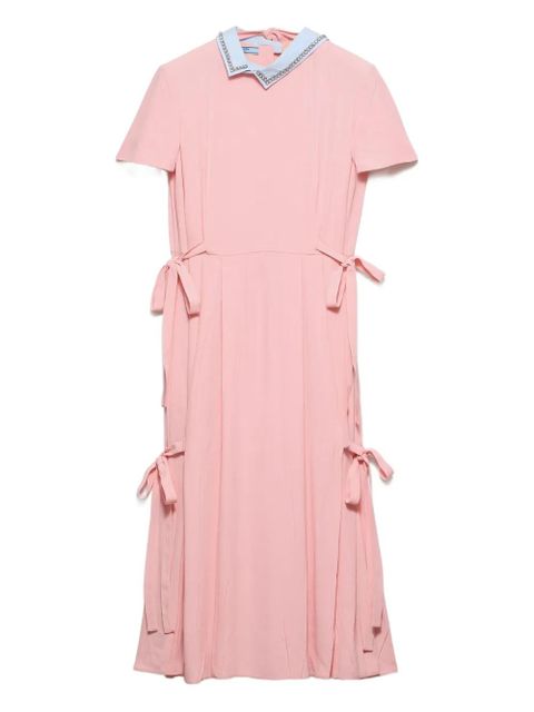 Prada bow-embellished crepe midi dress - Pink - zdjęcie produktu nr 1