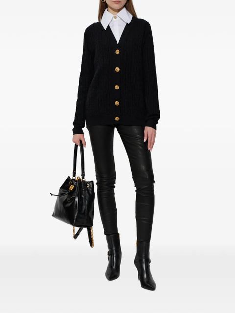 Balmain zip leather trousers - Black
