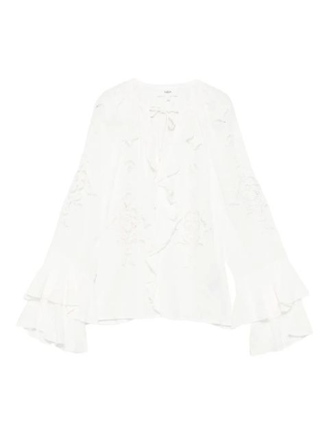 Ba&Sh Omar eyelet-embroidered ruffle blouse - Neutrals - zdjęcie produktu nr 1