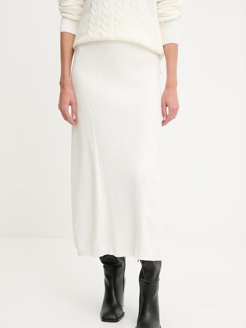 Answear.LAB spódnica z kaszmirem kolor beżowy midi rozkloszowana - zdjęcie produktu nr 1