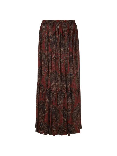 Saint Laurent ruffled paisley maxi skirt - Red - zdjęcie produktu nr 1