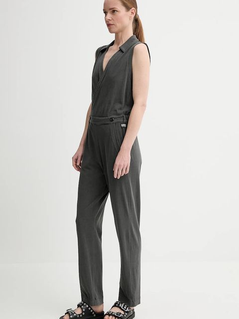 G-Star kombinezon bawełniany kolor szary z dekoltem w szpic D26093-C756