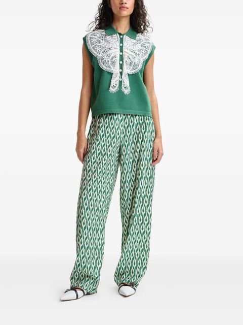 Essentiel Antwerp Ihelly lace-embellished collar top - Green