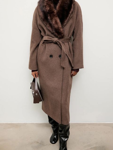 Answear.LAB płaszcz wełniany kolor brązowy - zdjęcie produktu nr 1