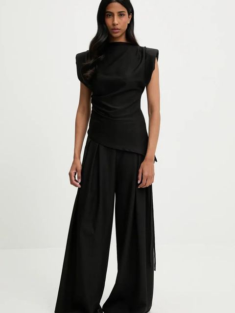 Answear.LAB spodnie damskie kolor czarny szerokie high waist