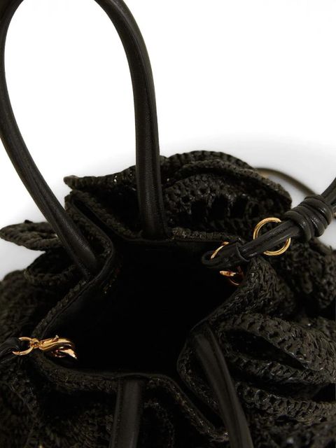 FARM Rio raffia flower tote bag - Black