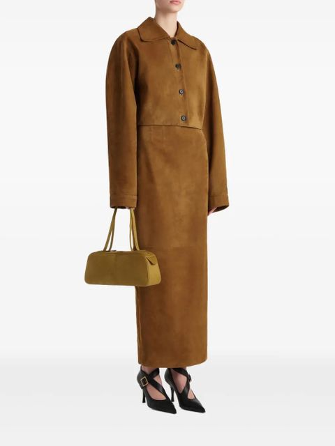 KHAITE Sue suede cropped jacket - Brown