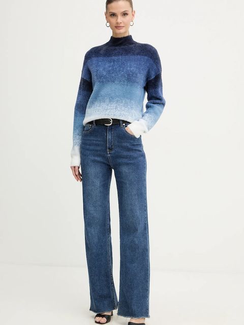 Morgan sweter MDYE damski kolor niebieski z półgolfem MDYE - zdjęcie produktu nr 2