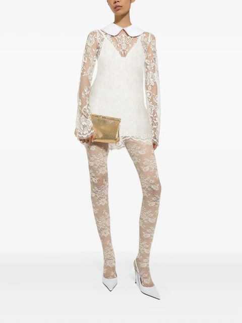 Dolce & Gabbana satin-neck lace mini dress - White - zdjęcie produktu nr 2