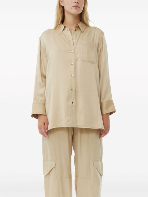 GANNI long-sleeve satin shirt - Neutrals