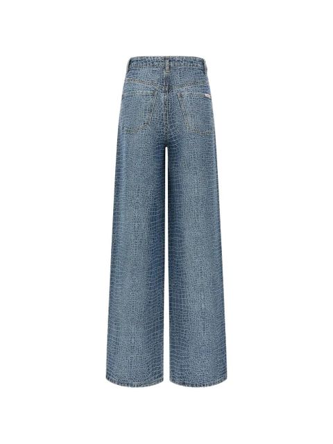 Self-Portrait rhinestone crocodile-effect jeans - Blue - zdjęcie produktu nr 2