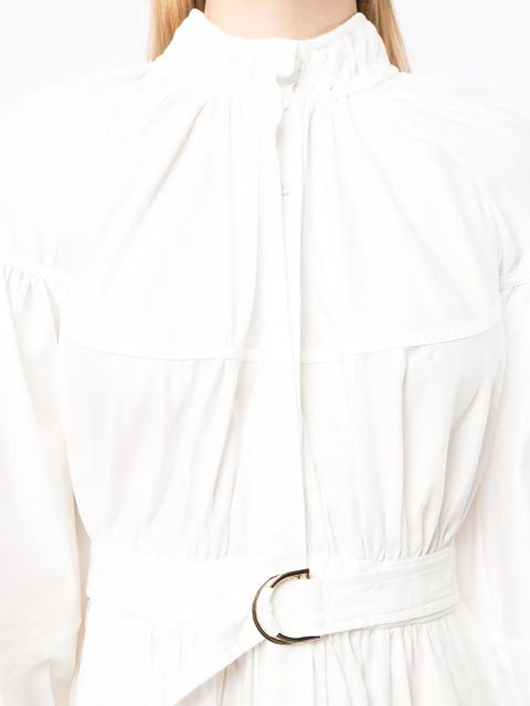 Acler belted-waist long-sleeve dress - White
