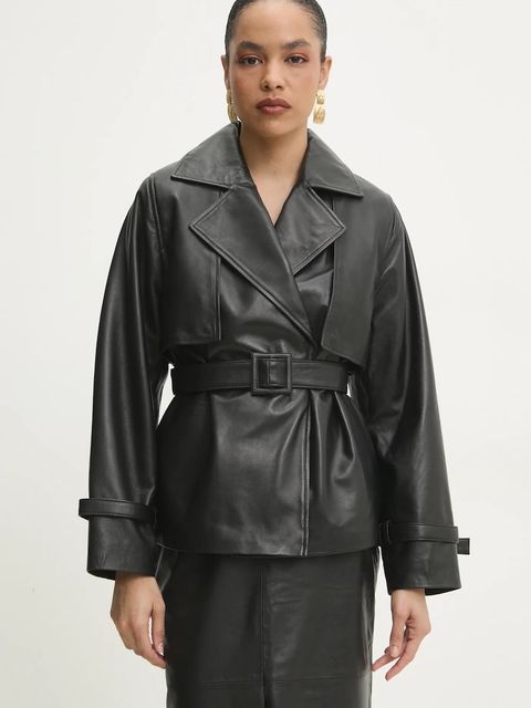 Answear.LAB kurtka skórzana kolor czarny przejściowa - zdjęcie produktu nr 1