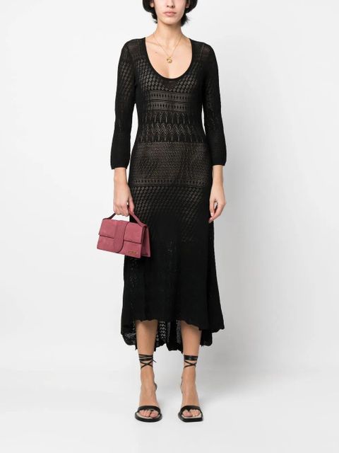 TWINSET open-knit midi dress - Black - zdjęcie produktu nr 2