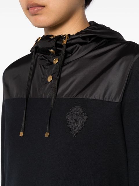 Gucci crest-appliqué panelled hoodie - Black