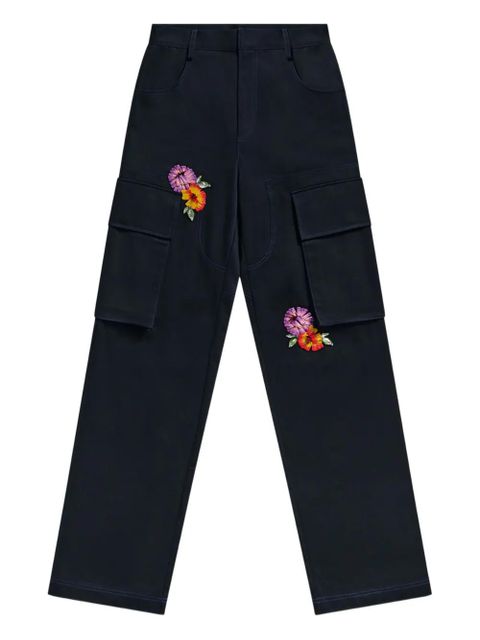 AREA embroidered-flower cargo trousers - Blue - zdjęcie produktu nr 1