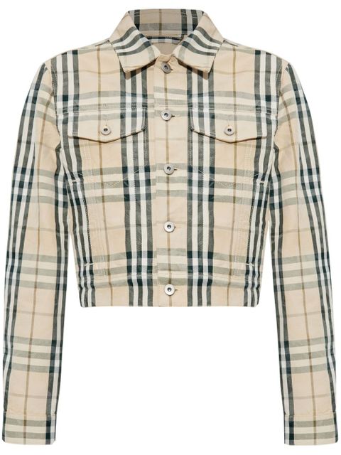 Burberry check pattern cropped jacket - Neutrals - zdjęcie produktu nr 1