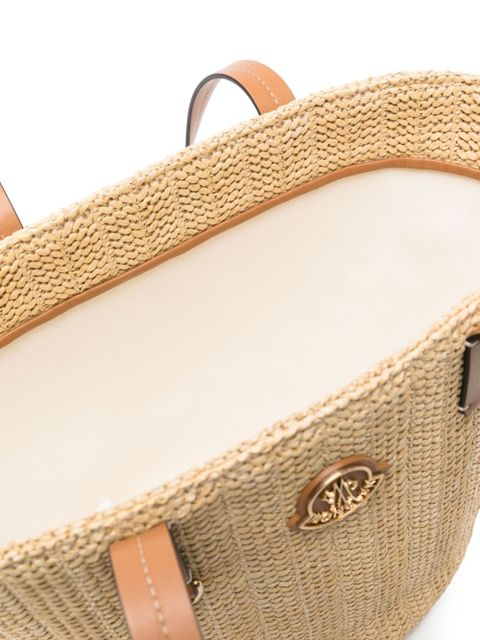 Moncler small Hubba raffia tote bag - Neutrals