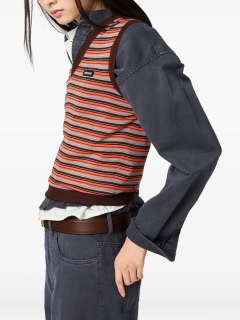 Miu Miu striped V-neck vest - Orange