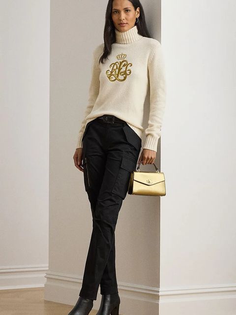 Lauren Ralph Lauren sweter z dodatkiem wełny damski kolor beżowy z golfem 200979687