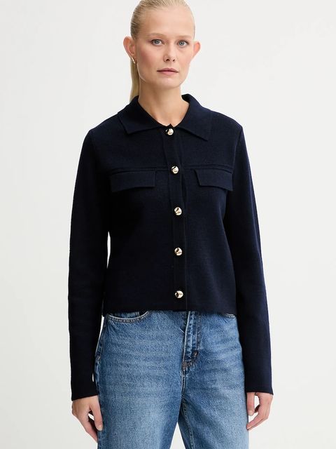 Morgan kardigan z domieszką wełny damski kolor granatowy lekki MIMDIE - zdjęcie produktu nr 1