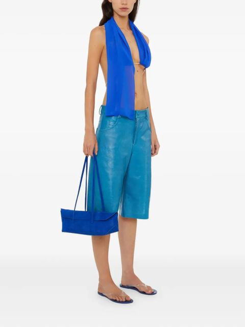 Christopher Esber chain-bra silk top - Blue