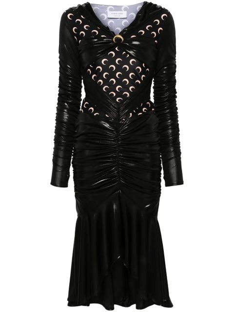 Marine Serre Regenerated draped midi dress - Black - zdjęcie produktu nr 1
