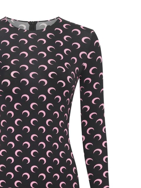 Marine Serre Moon-print jersey playsuit - Black
