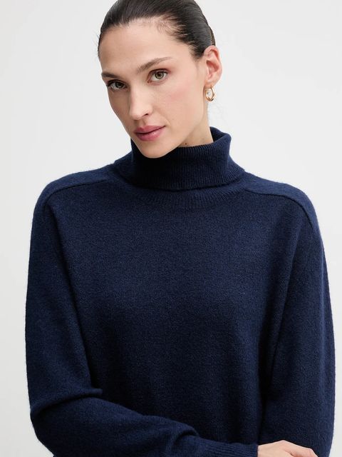 United Colors of Benetton sweter damski kolor granatowy lekki z golfem 11CZD204F