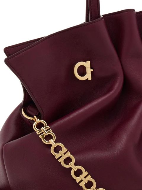 Ferragamo medium soft double-Gancini shoulder bag - Red