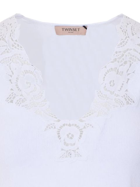 TWINSET lace-detail ribbed T-shirt - White