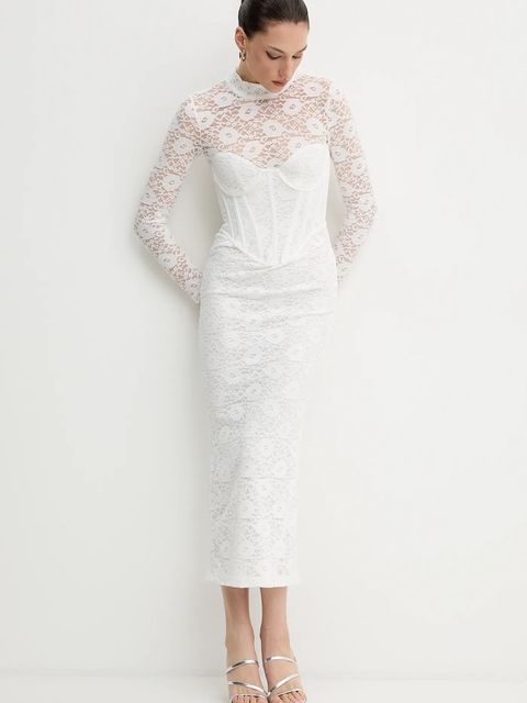 Bardot sukienka kolor beżowy maxi dopasowana 60189DB - zdjęcie produktu nr 2