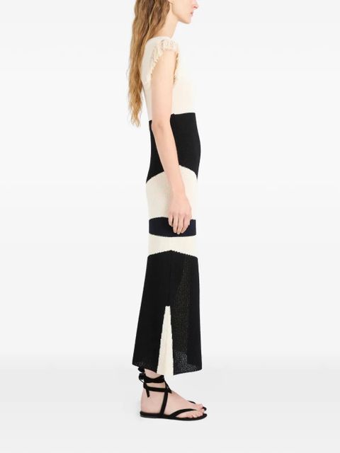 Proenza Schouler Saskia fringe-trimmed intarsia midi dress - Black