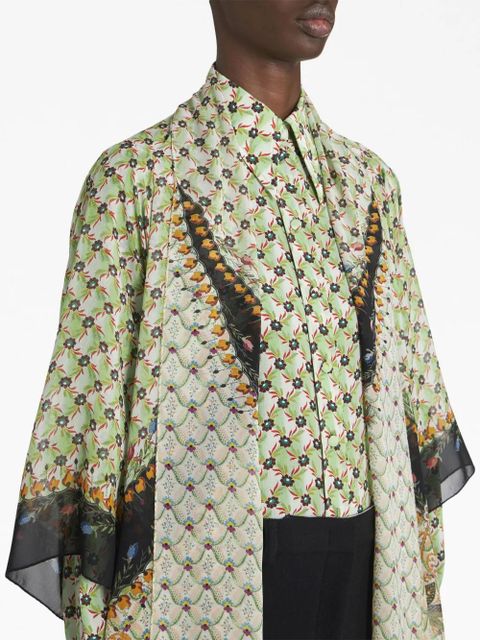ETRO floral-print silk shrug shawl - Green