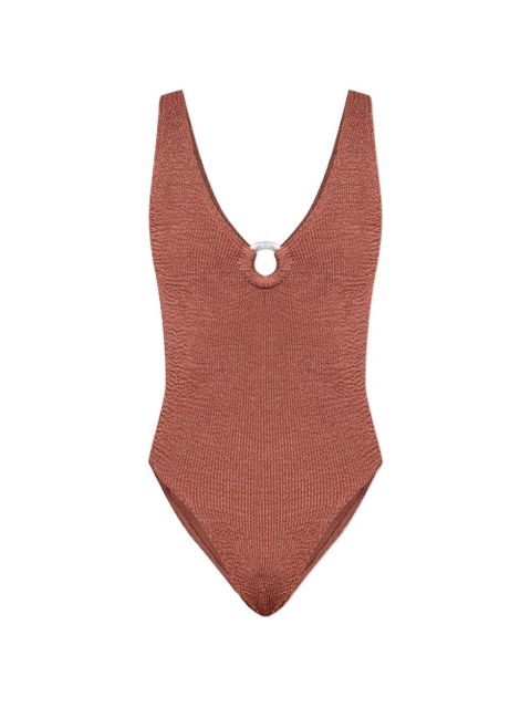 Bond-eye crinkle-texture ring-detail swimsuit - Brown - zdjęcie produktu nr 1