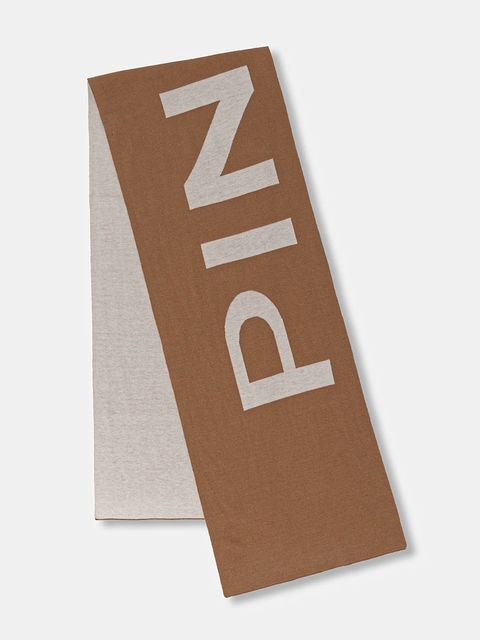 Pinko szalik z dodatkiem wełny damski kolor brązowy wzorzysty 105988 A2Z5 - zdjęcie produktu nr 1